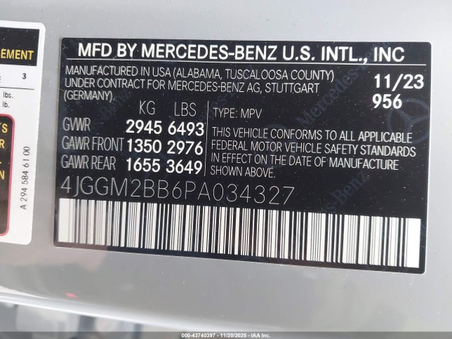 4JGGM2BB6PA034327 Mercedes-Benz Eqe 350+ Suv