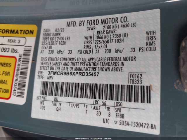 2023 FORD BRONCO SPORT 3FMCR9B6XPRD35457 Photo 8