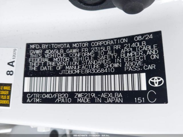 2024 TOYOTA COROLLA JTDBCMFE8R3068410 Photo 8