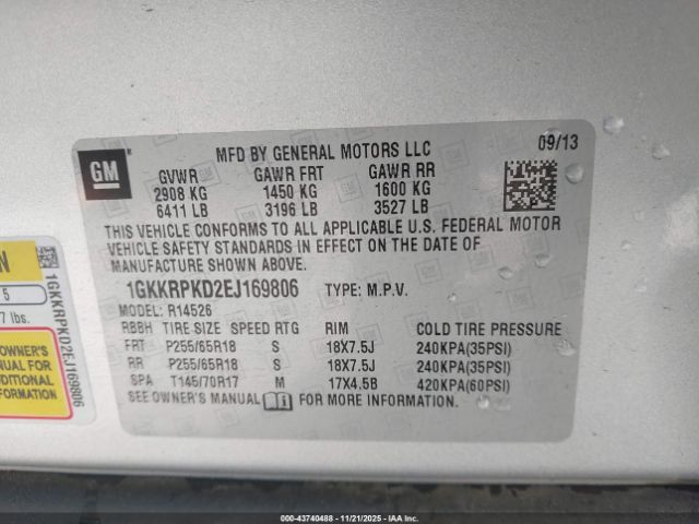 2014 GMC ACADIA 1GKKRPKD2EJ169806 Photo 8