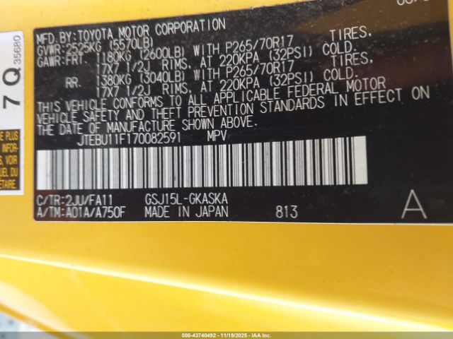 2007 TOYOTA FJ CRUISER JTEBU11F170082591 Photo 8