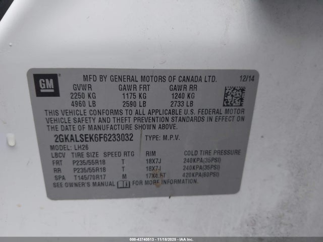 GMC Terrain Slt-1 2015 2GKALSEK6F6233032 Image 9