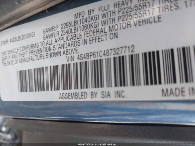 2008 SUBARU OUTBACK 4S4BP61C487327712 Photo 8