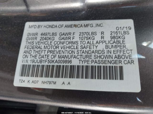 2019 ACURA TLX 19UUB1F50KA009896 Photo 8