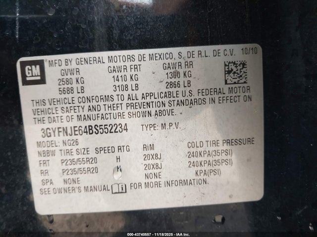 2011 CADILLAC SRX 3GYFNJE64BS552234 Photo 8