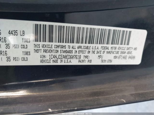 2014 JEEP COMPASS 1C4NJCEA0ED607618 Photo 8