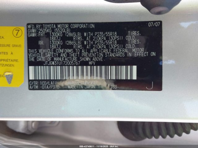 2007 LEXUS RX 400H JTJGW31U172005767 Photo 8