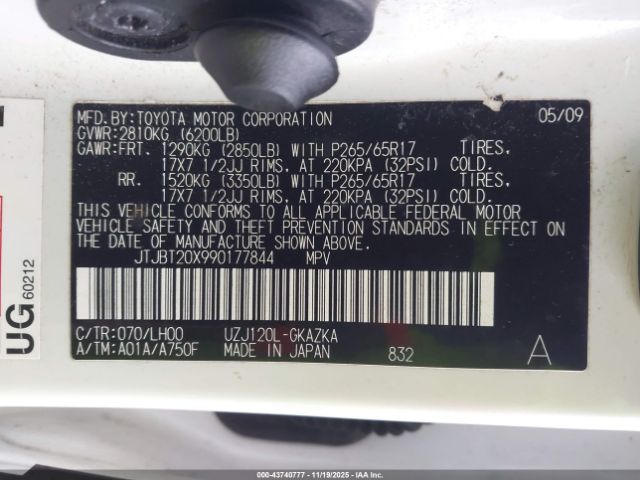 2009 LEXUS GX 470 JTJBT20X990177844 Photo 8