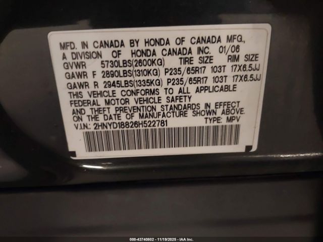 2006 ACURA MDX 2HNYD18826H522781 Photo 8