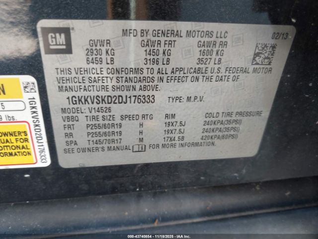 2013 GMC ACADIA 1GKKVSKD2DJ176333 Photo 8