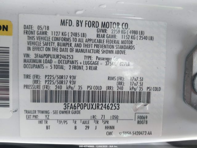 2018 FORD FUSION ENERGI 3FA6P0PUXJR246253 Photo 8