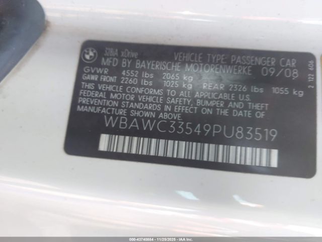 2009 BMW 328I WBAWC33549PU83519 Photo 8