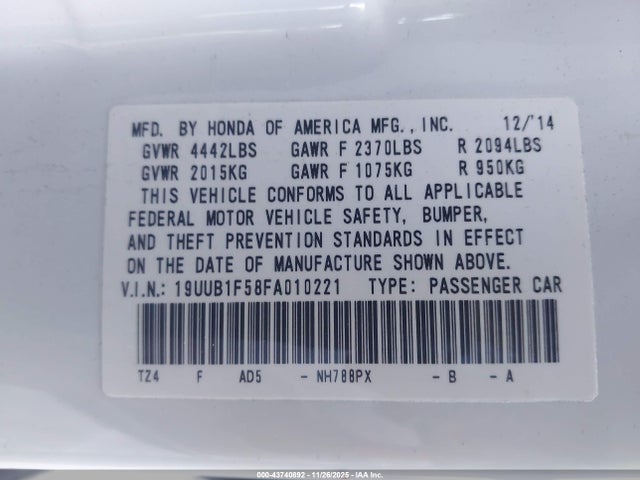 Acura TLX TECH 2015 19UUB1F58FA010221 Image 8