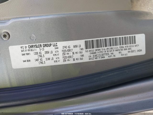 2013 CHRYSLER TOWN & COUNTRY 2C4RC1CG1DR777974 Photo 8