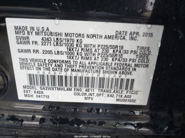 2015 MITSUBISHI OUTLANDER SPORT 4A4AP3AU2FE032407 Photo 8