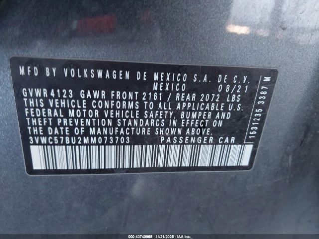 2021 VOLKSWAGEN JETTA 3VWC57BU2MM073703 Photo 8