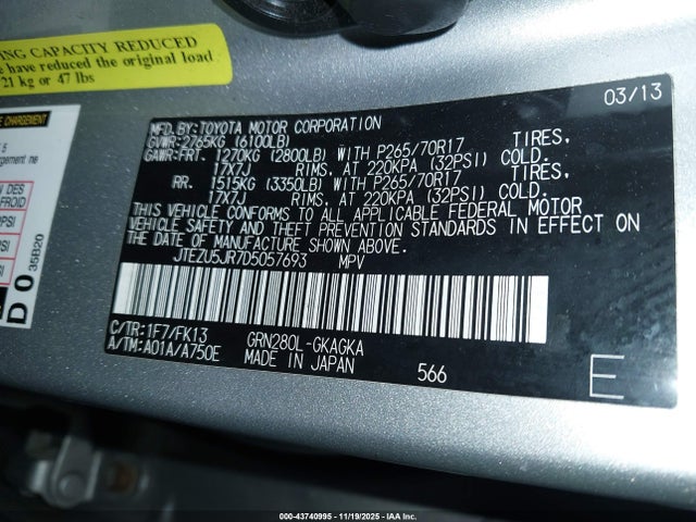 2013 TOYOTA 4RUNNER JTEZU5JR7D5057693 Photo 8
