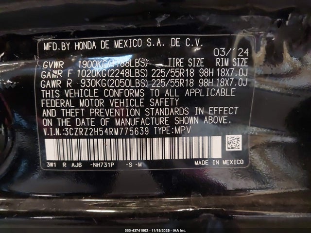 2024 HONDA HR-V 3CZRZ2H54RM775639 Photo 8