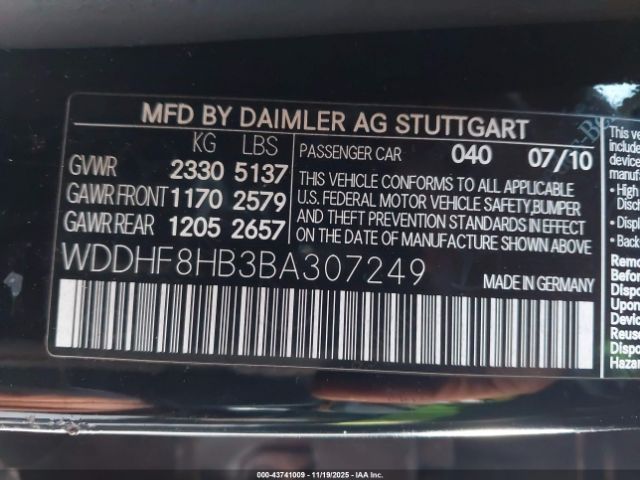 2011 MERCEDES-BENZ E 350 WDDHF8HB3BA307249 Photo 8