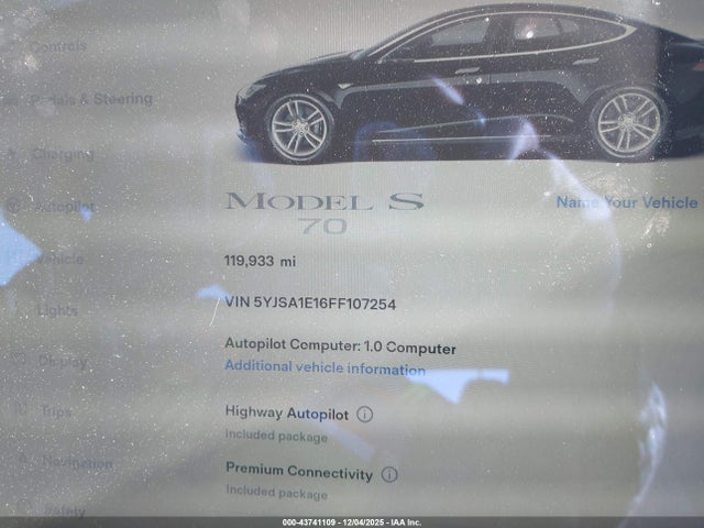2015 TESLA MODEL S 5YJSA1E16FF107254 Photo 6