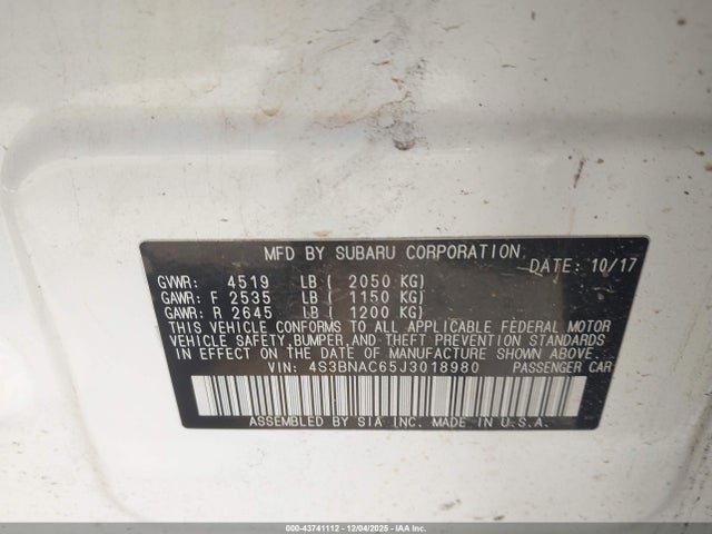 4S3BNAC65J3018980 Subaru Legacy 2.5i Premium