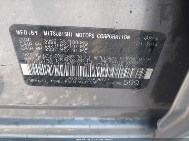 2015 MITSUBISHI LANCER JA32U2FU6FU006839 Photo 8