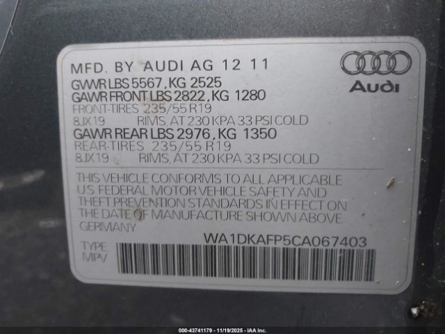 2012 AUDI Q5 WA1DKAFP5CA067403 Photo 8
