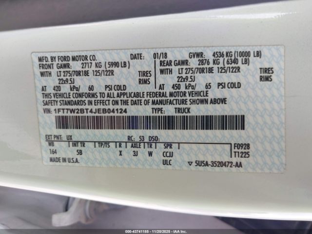 2018 FORD F-250 1FT7W2BT4JEB04124 Photo 8