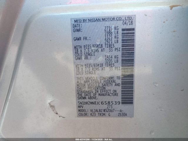 2018 NISSAN PATHFINDER 5N1DR2MN8JC658539 Photo 8