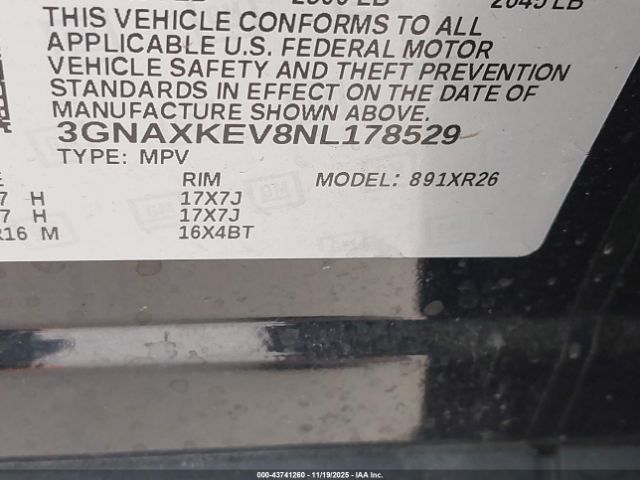 2022 CHEVROLET EQUINOX 3GNAXKEV8NL178529 Photo 8