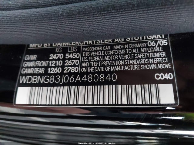 Aukcja sprzedaży 2006 Mercedes-benz S 430 4matic, vin: WDBNG83J06A480840, numer aukcji: 43741262