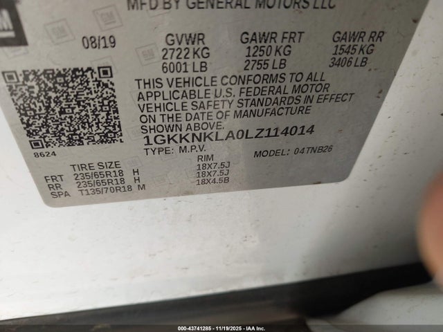 1GKKNKLA0LZ114014 GMC Acadia Fwd Sle