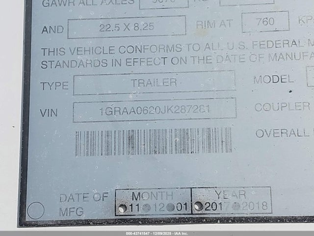 Great Dane Trailers Unknown 2018 1GRAA0620JK287281 Image 9