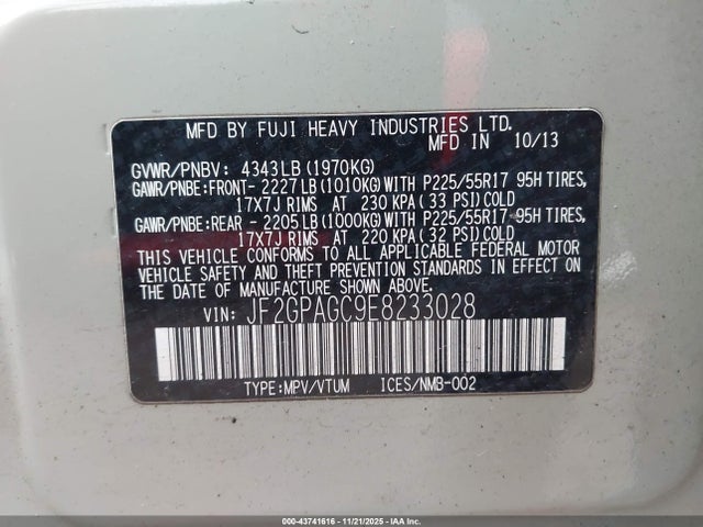 Продаж на аукціоні авто 2014 Subaru Xv Crosstrek 2.0i Limited, vin: JF2GPAGC9E8233028, номер лоту: 43741616