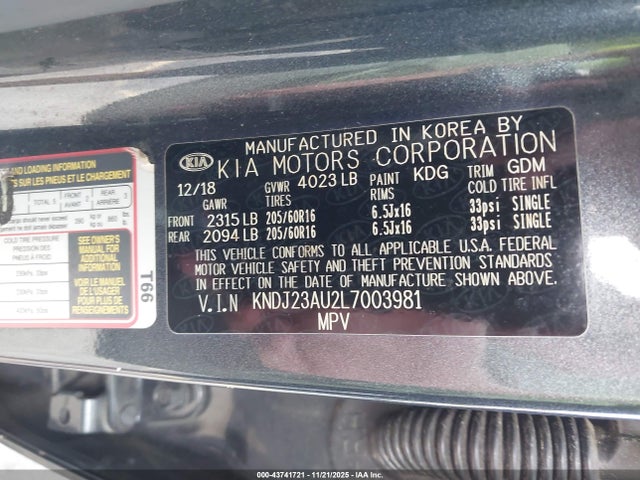 Продажа на аукционе авто 2020 Kia Soul Lx, vin: KNDJ23AU2L7003981, номер лота: 43741721