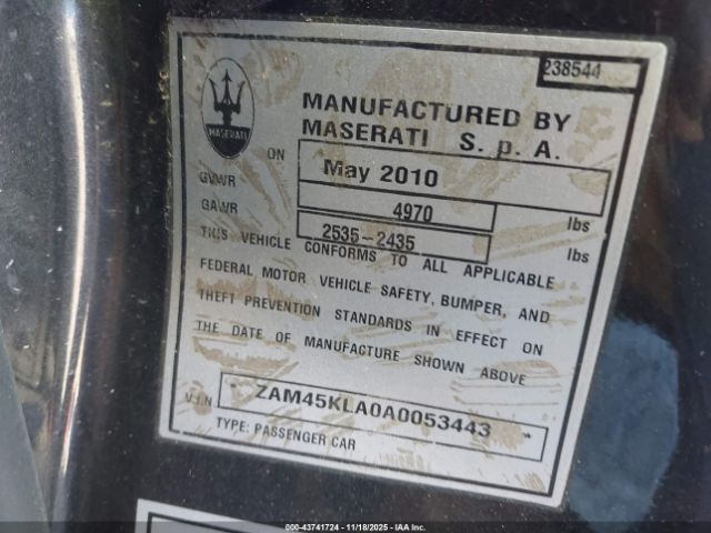2010 MASERATI GRANTURISMO ZAM45KLA0A0053443 Photo 8