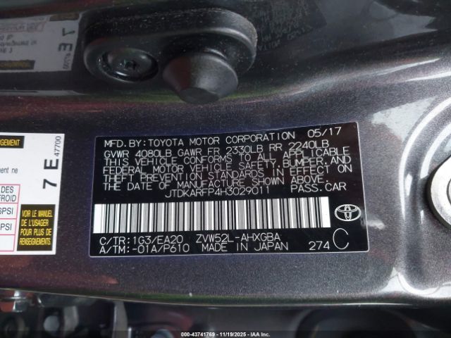 2017 TOYOTA PRIUS PRIME JTDKARFP4H3029011 Photo 8