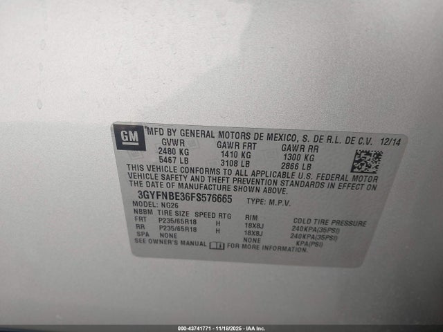 2015 CADILLAC SRX 3GYFNBE36FS576665 Photo 8