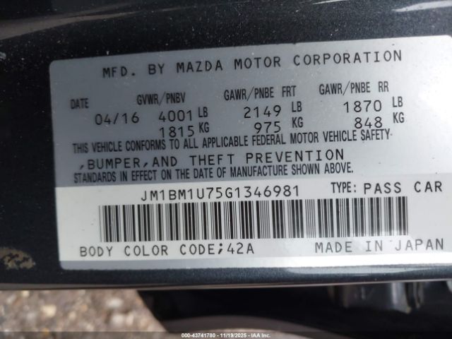 2016 MAZDA MAZDA3 JM1BM1U75G1346981 Photo 8