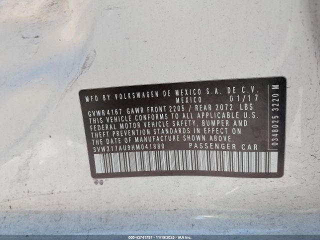 2017 VOLKSWAGEN GOLF 3VW217AU9HM041880 Photo 8