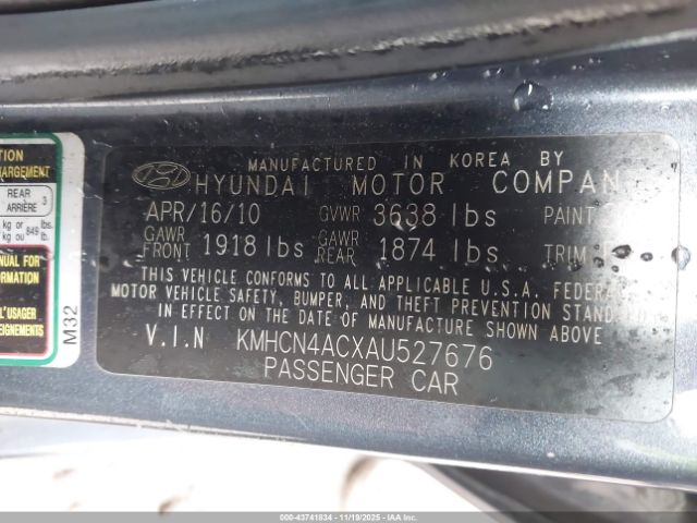 2010 HYUNDAI ACCENT KMHCN4ACXAU527676 Photo 8