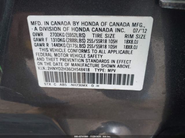 2012 ACURA MDX 2HNYD2H36CH548418 Photo 8