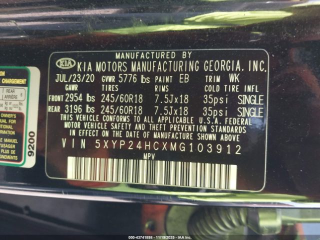 2021 KIA TELLURIDE 5XYP24HCXMG103912 Photo 8