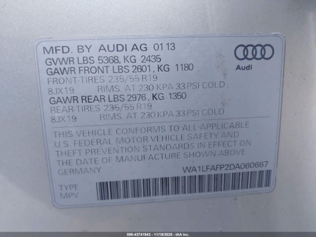 2013 AUDI Q5 WA1LFAFP2DA060667 Photo 8