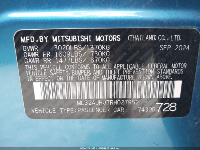 2024 MITSUBISHI MIRAGE ML32AUHJ7RH027952 Photo 8