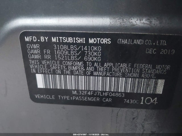 2020 MITSUBISHI MIRAGE G4 ML32F4FJ7LHF04863 Photo 8
