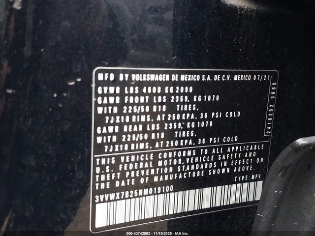 2022 VOLKSWAGEN TAOS 3VVWX7B25NM019100 Photo 8