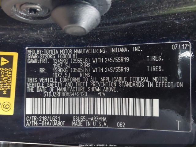 2017 TOYOTA HIGHLANDER 5TDJZRFH0HS449120 Photo 8