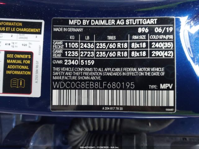 2020 MERCEDES-BENZ GLC 300 WDC0G8EB8LF680195 Photo 8