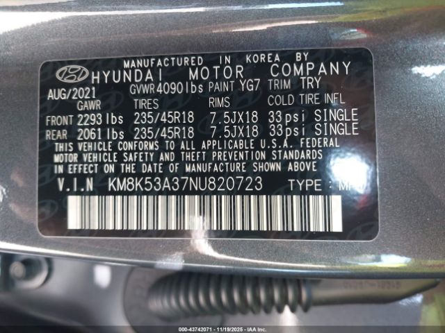 2022 HYUNDAI KONA KM8K53A37NU820723 Photo 8